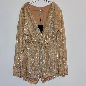 Golden Sequin Romper - New with Tag - Small / Medium - Dress Meezee